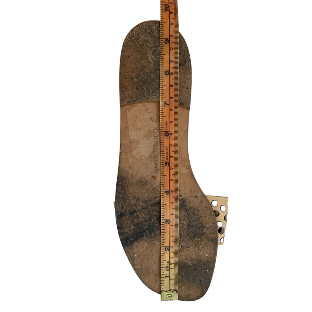 Manolo Blahnik Beige Studded Leather Sandals - Picture 6 of 6